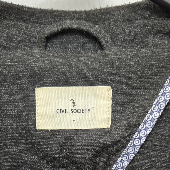 Civil Society Mens Dark Gray Two Button Casual Blazer Patch Pockets Knit Sz LG - Picture 3 of 7